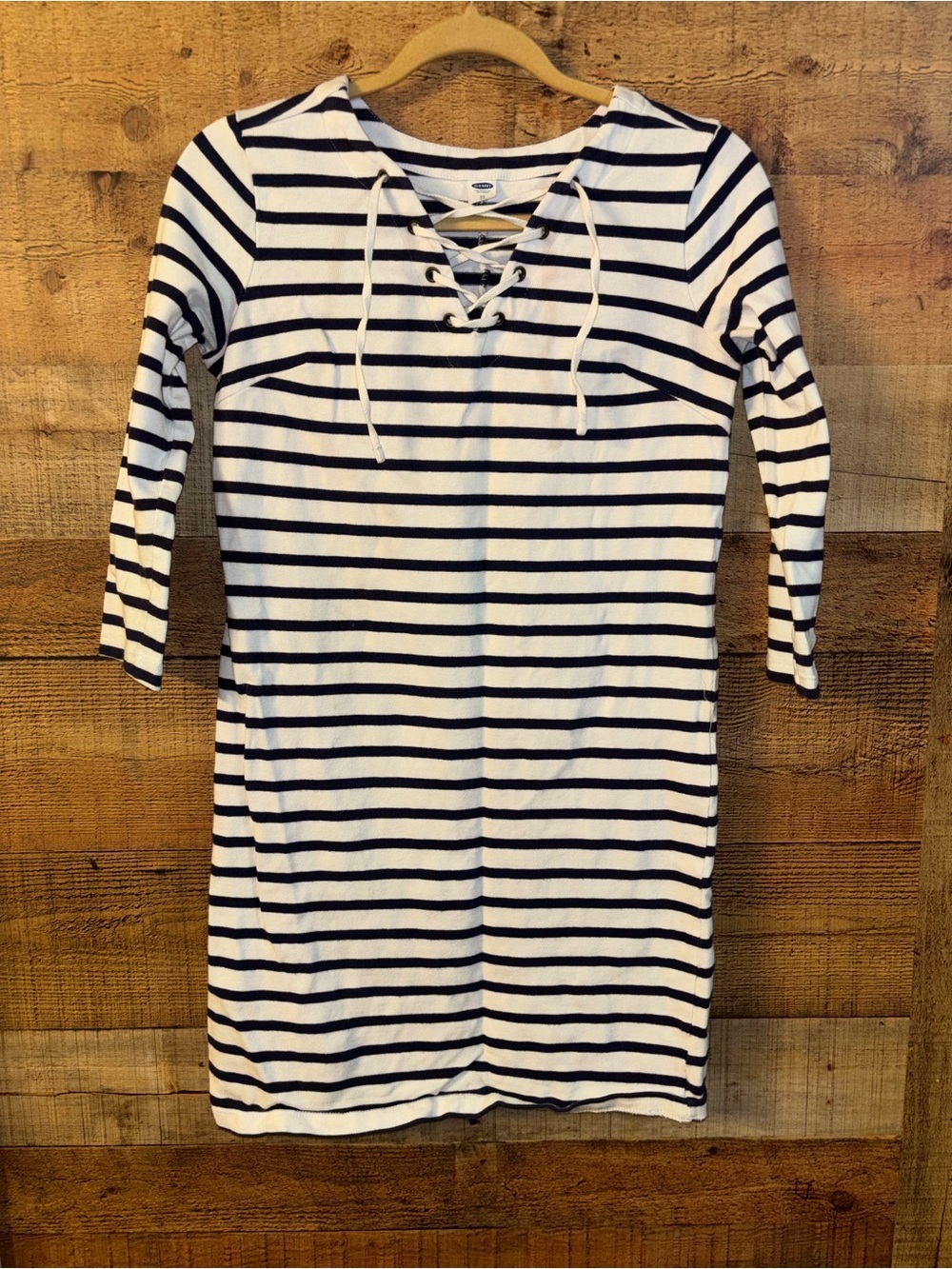 Old Navy lace-up stripe sweatshirt dress
